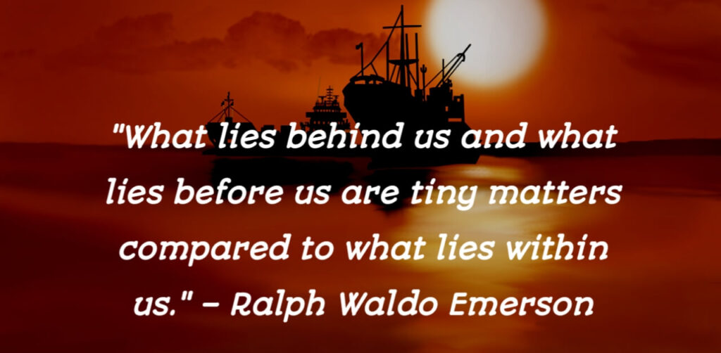 Ralph Waldo Emerson inspirational quote about inner strength and resilience.