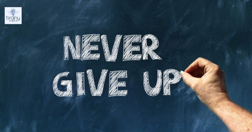 Board, School, Task image with text never give up